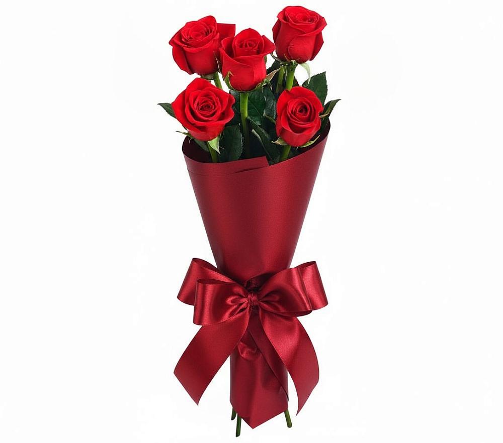Букет 5 Красных роз Эдлесс Лав в Александроневской