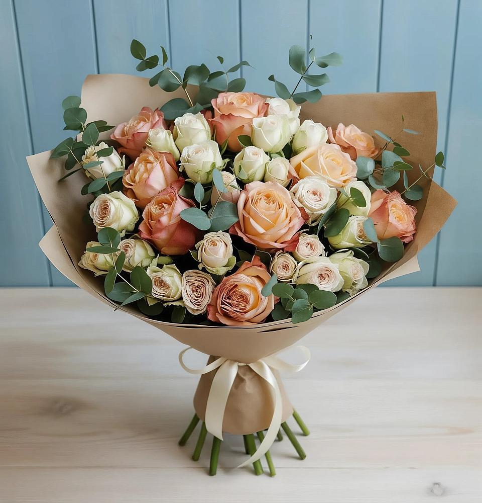 Букет цветов из: Альстромерии и Розы в Александроневской