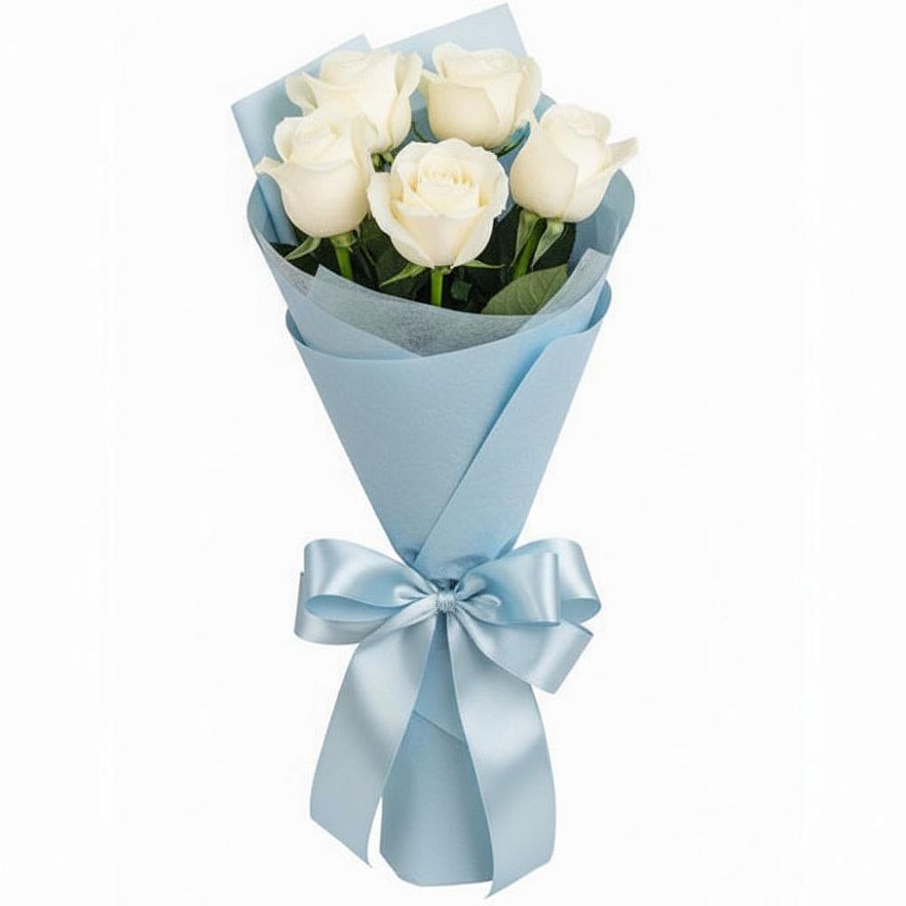 Букет 5 Белых роз Проуд в Александроневской