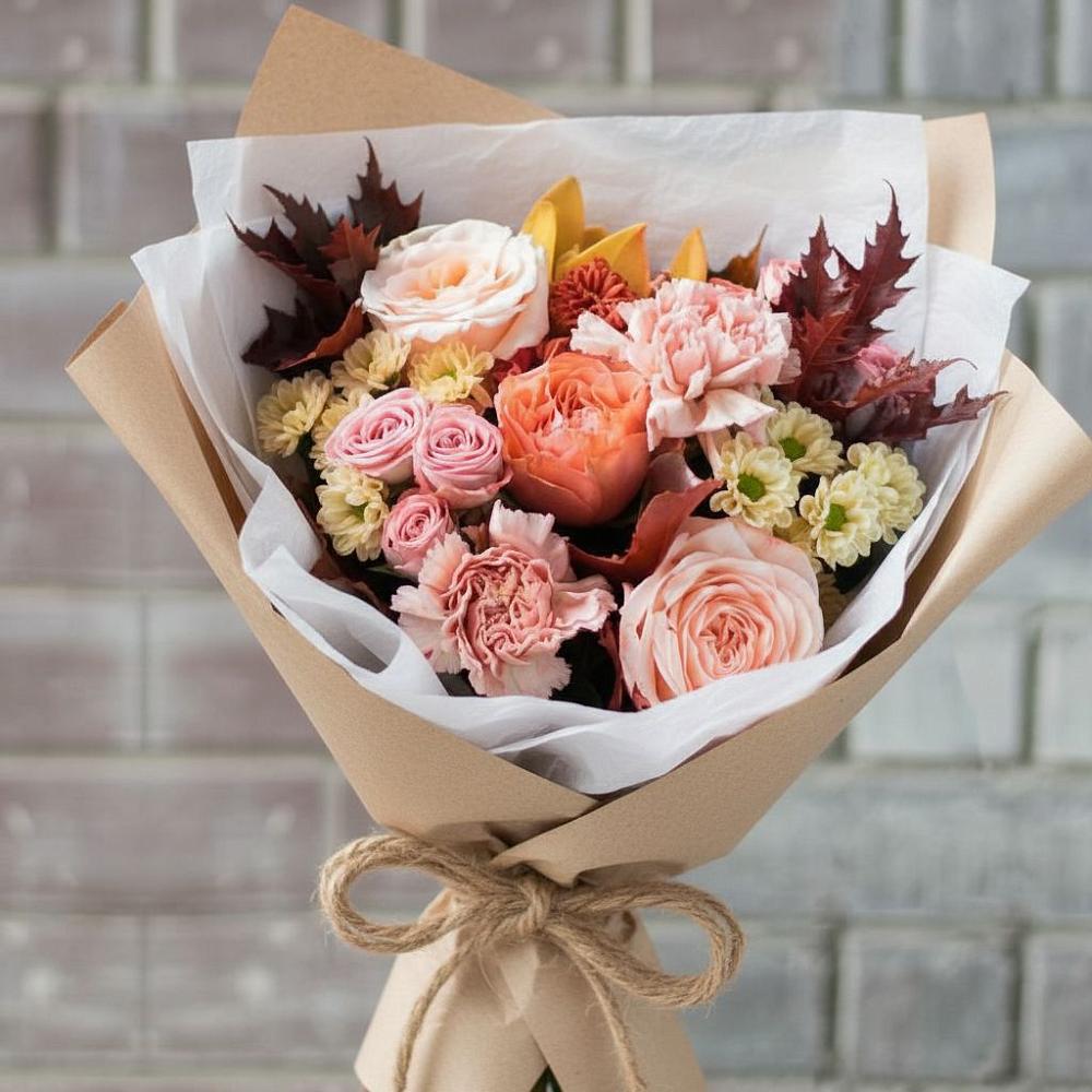 Букет цветов из: Гвоздики, Хризантемы и Розы в Александроневской