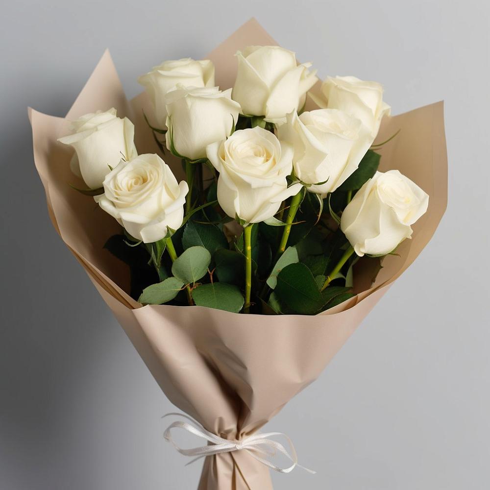 Букет 9 Белых роз Эдлесс Лав в Александроневской