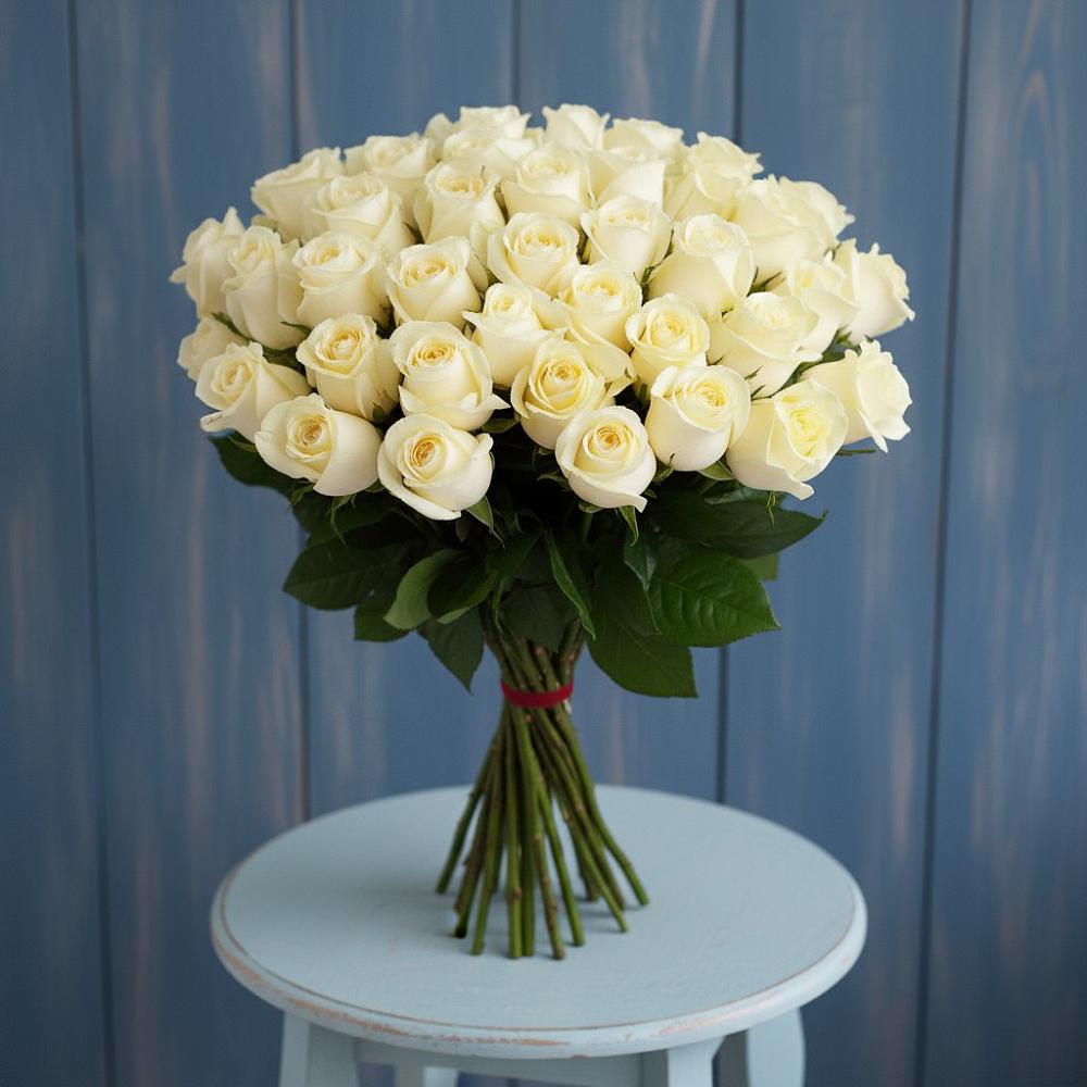 Букет 51 Белая роза Эдлесс Лав в Александроневской