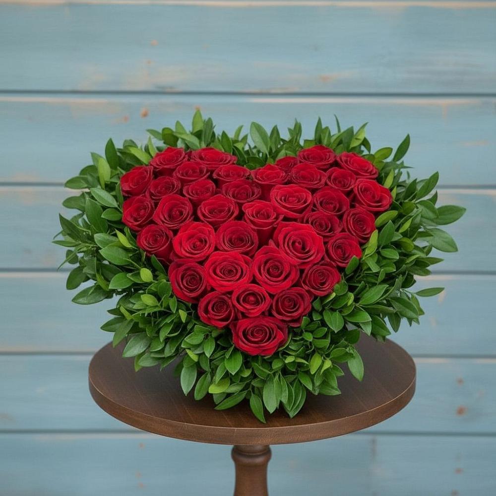 Цветочная композиция из Розы в виде сердца в Александроневской