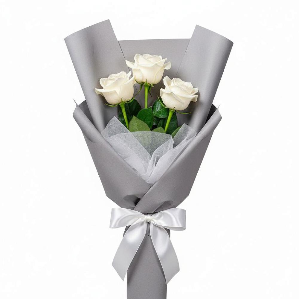 Букет 3 белые розы в Александроневской