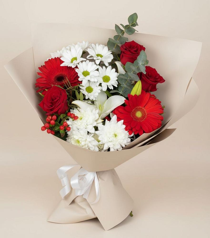 Букет цветов из: Розы, Хризантемы, Герберы и Лилии в Александроневской