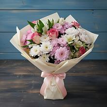 Букет цветов из:  Хризантемы, Альстромерии и Розы в Александроневской