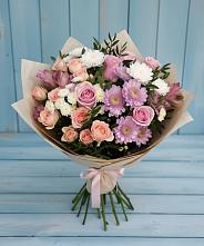 Букет цветов из:  Хризантемы, Розы и Альстромерии в Александроневской